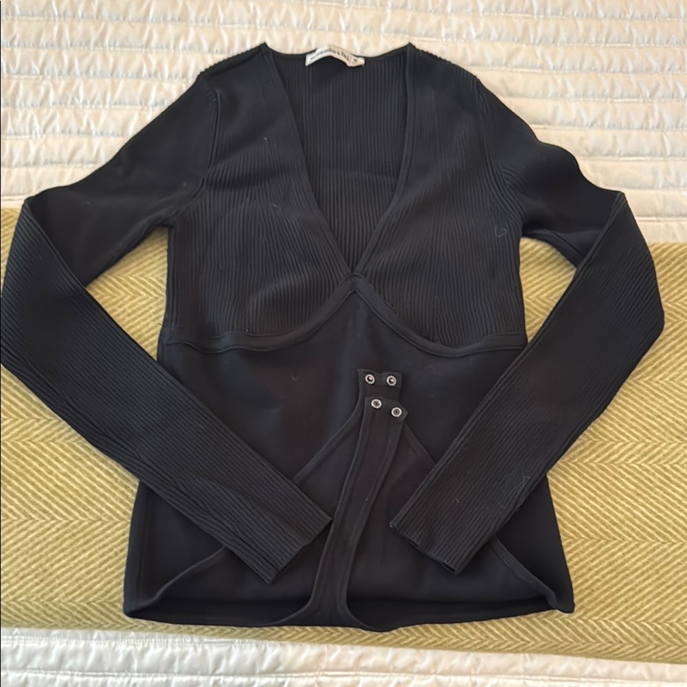 Abercrombie & Fitch Ribbed Black Bodysuit
